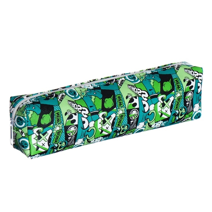 Пенал школьный на молнии Calligrata Пенал школьный на молнии Calligrata "Комикс", зелёный