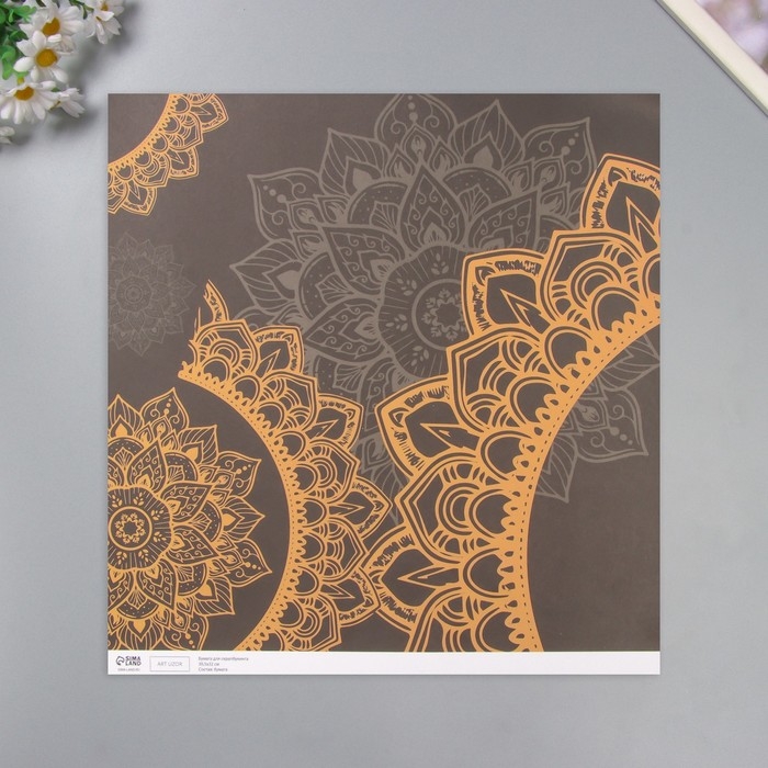 Бумага для скрапбукинга Бумага для скрапбукинга "Мандала на чёрном" плотность 180 гр набор 5 шт 30,5х32 см
