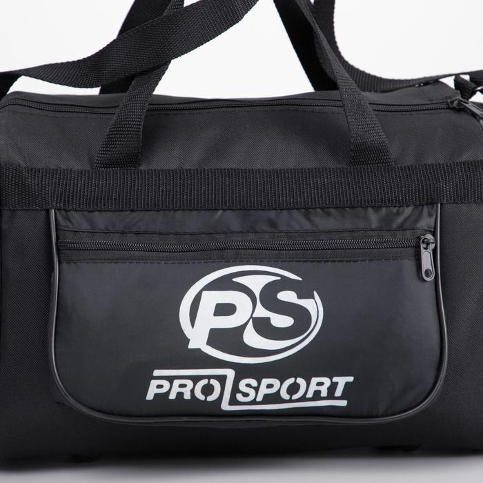 Сумка спортивная мужская на молнии, 3 наружных кармана, средний размер, цвет чёрный