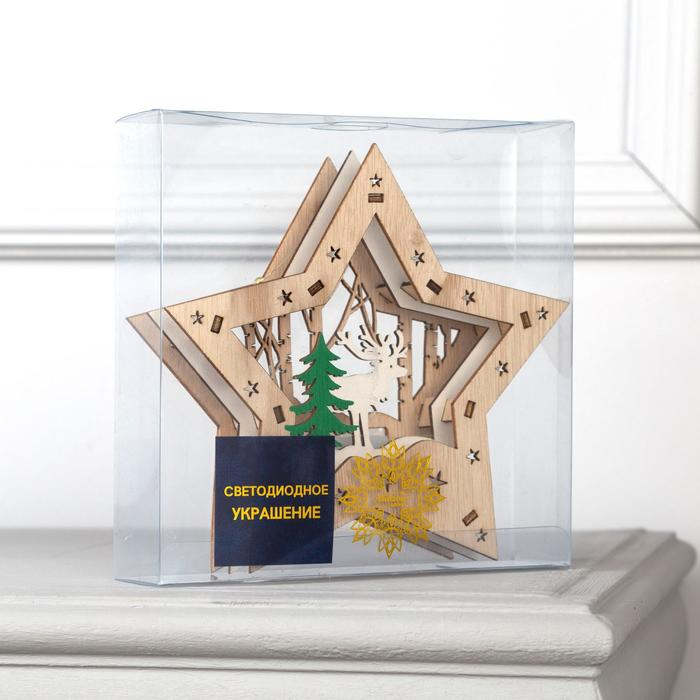 Светодиодная фигура «Звезда с оленем в лесу» 18 × 18 × 5 см, дерево, батарейки АААх2 (не в комплекте), свечение тёплое белое Светодиодная фигура «Звезда с оленем в лесу» 18 × 18 × 5 см, дерево, батарейки АААх2 (не в комплекте), свечение тёплое белое