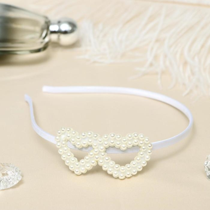 Ободок для волос Ободок для волос "Бланш" сердечки, 0,5 см, белый