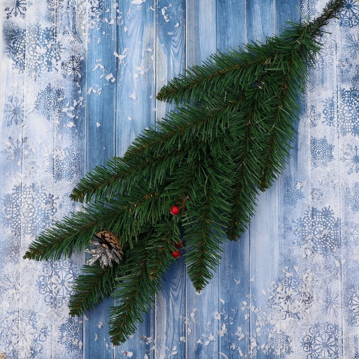 Ветка искусственная декоративная  Ветка искусственная декоративная "Лесная"  шишки-ягоды 60 см