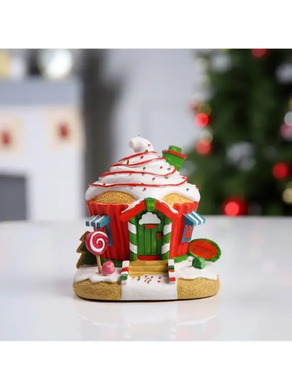Светодиодная фигура &laquo;Домик из сладостей&raquo; 13&times;12&times;9 см, полистоун, от батареек LR44&times;3, свечение тёплое белое