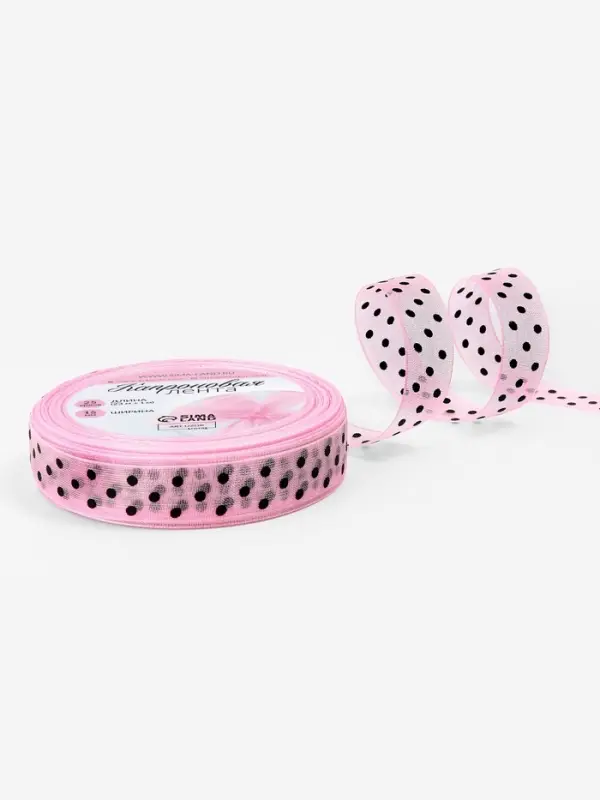Лента капроновая &laquo;Горох&raquo;, 15 мм, 23&plusmn;1 м, розовая