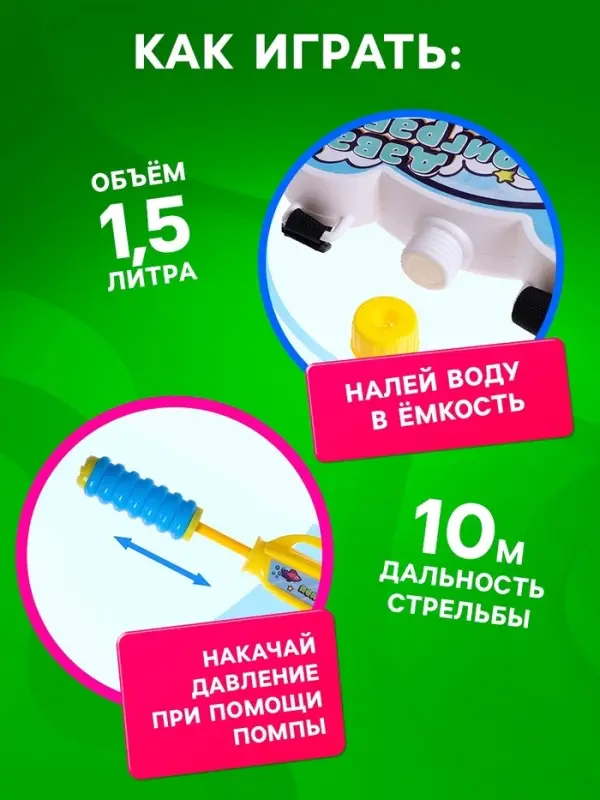 Водный пистолет &laquo;Всех замочу!&raquo;, ранец-баллон