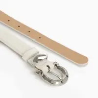 Ремень женский, 110&times;2.3 см, пряжка металл, серебристая, белый