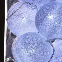 Гирлянда &laquo;Нить&raquo; 5 м с насадками &laquo;Клубки белоснежные&raquo;, IP20, прозрачная нить, 20 LED, свечение белое, 220 В