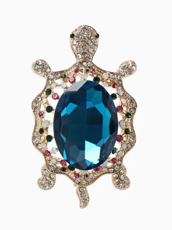 Брошь &laquo;Черепаха&raquo; морская, цветная в золоте