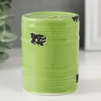 Копилка для денег &laquo;Зелёная бочка&raquo;, керамика, 6.5&times;6.5&times;9 см