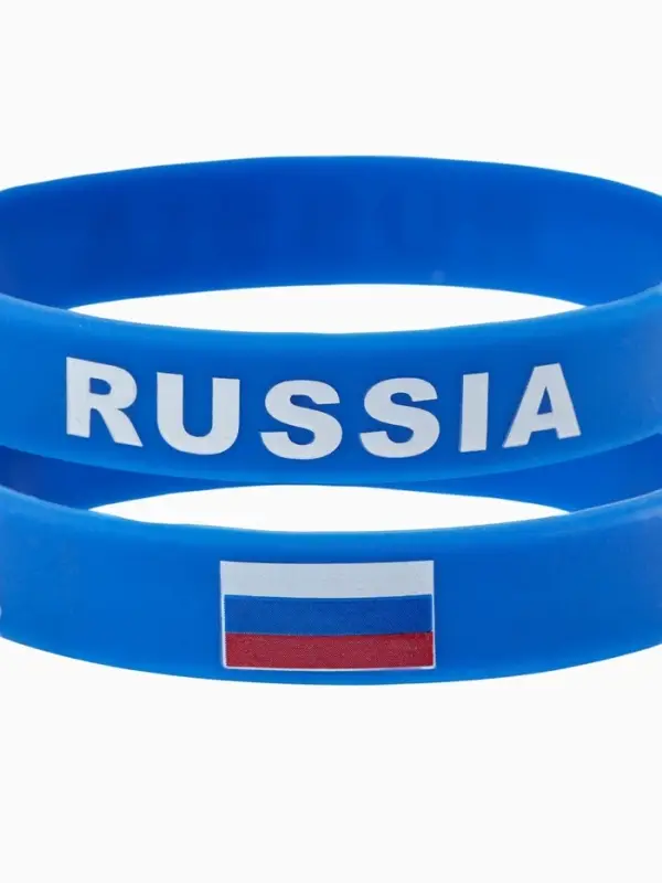 Силиконовый браслет &laquo;РОССИЯ&raquo;, синий