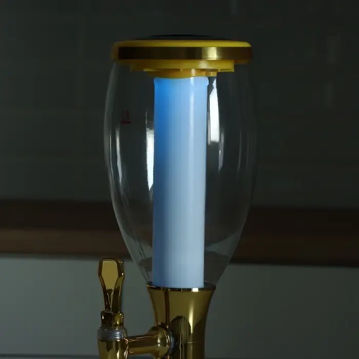 Башня пивная Gold, колба для льда, с подсветкой, 2 л, пластик, батарейки AG3, золотистая Башня пивная Gold, колба для льда, с подсветкой, 2 л, пластик, батарейки AG3, золотистая