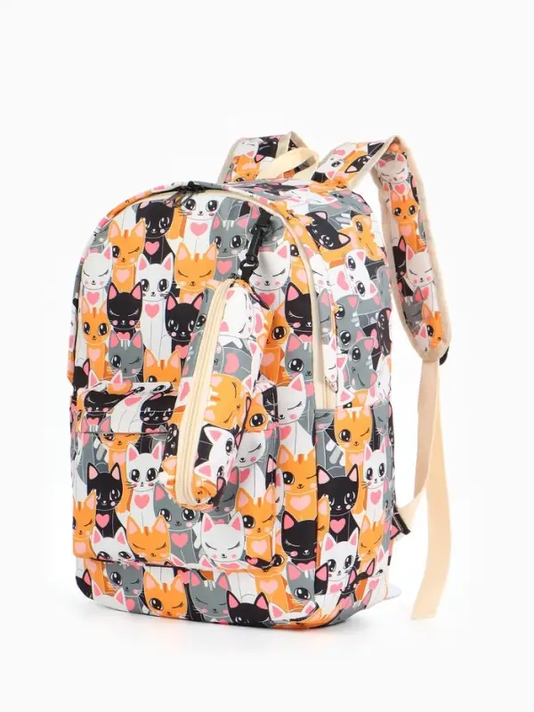 Рюкзак школьный &laquo;Котики&raquo;, с пеналом, 29&times;12&times;41 см, разноцветный