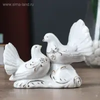Сувенир керамика под фарфор 2 голубка 12,5*9*6 см, стразы