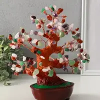 Бонсай декоративный &laquo;Разноцветное денежное дерево в овальном горшке&raquo;, 196 камней, 23&times;9.5&times;19 см