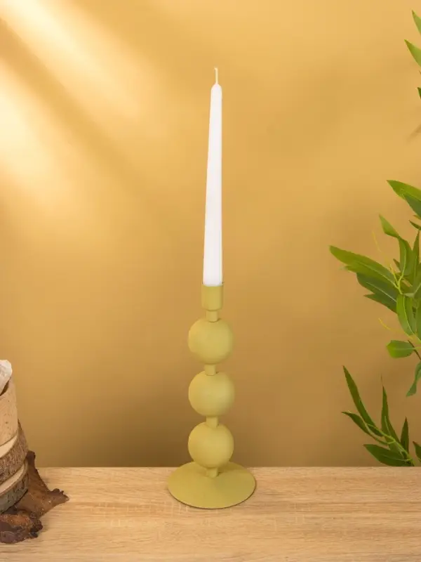 Подсвечник на 1 свечу текстурный "Оливковый" с 3 сферами 10х10х25 см