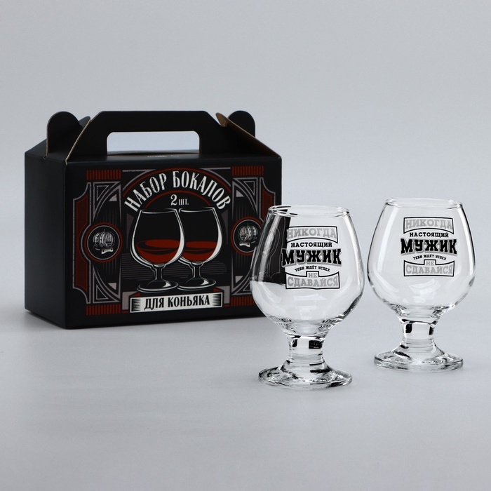 Подарочный набор бокалов для коньяка «Никогда не сдавайся», 265 мл Подарочный набор бокалов для коньяка «Никогда не сдавайся», 265 мл