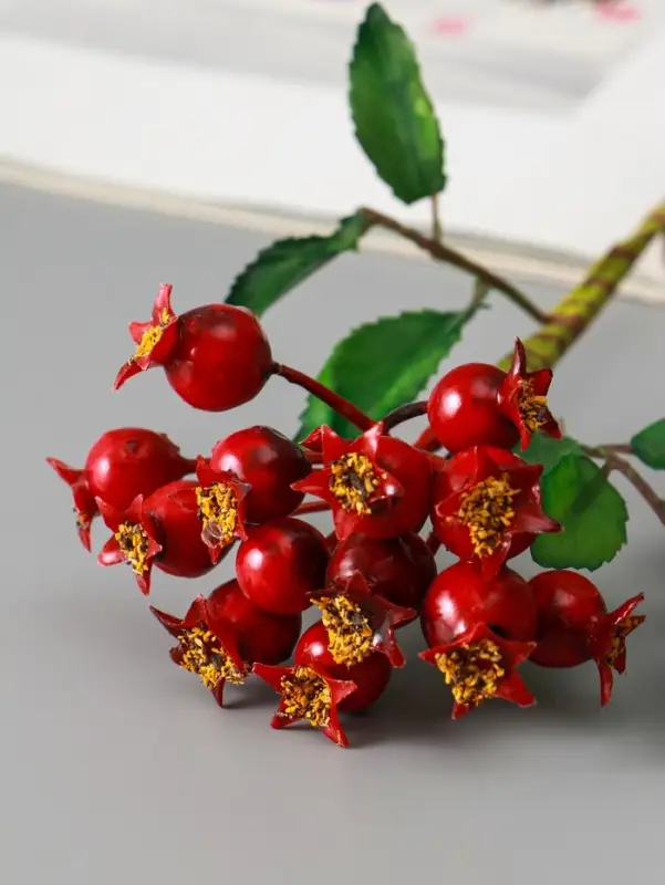 Цветы искусственные "Шиповника пучок" 23 см, красный