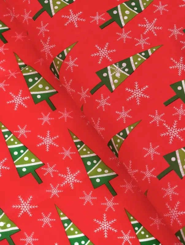 Бумага упаковочная тишью Бумага упаковочная тишью "Зимний лес", красная, 50 х 66 см