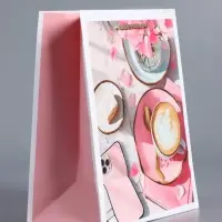 Пакет подарочный ламинированный, &laquo;Идеальный завтрак&raquo;, розовый, 18&times;22.3&times;10 см