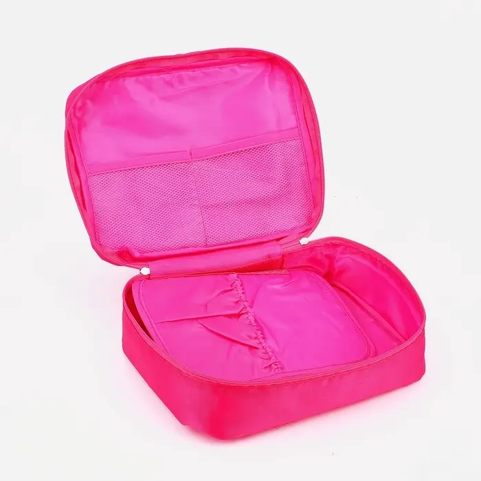 Косметичка - органайзер дорожная на молнии, с карманами, малиновая