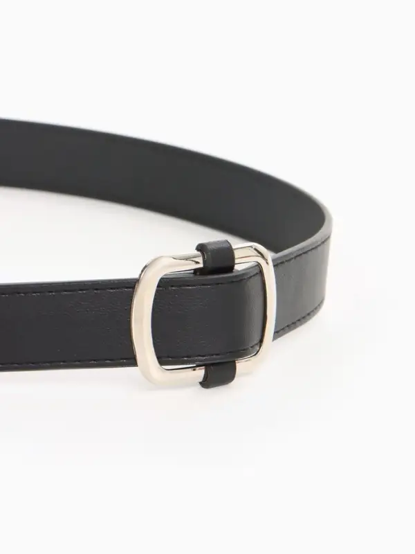 Ремень женский, 110&times;2.7 см, пряжка-затяжка металл, серебристая, чёрный