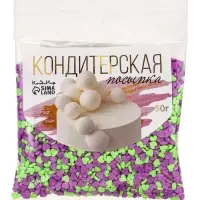 Посыпка кондитерская, &laquo;Сердечки неон&raquo;, мини, ультрафиолет, салатовый, 50 г