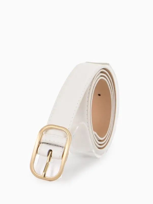 Ремень женский, 110&times;3 см, классическая пряжка металл, белый