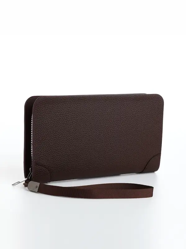 Портмоне мужское на молнии, отдел для карт, монет, коричневое