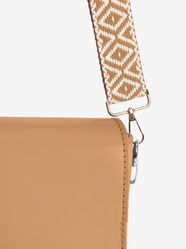 Ручка для сумки &laquo;Ромбы&raquo;, стропа, 135&plusmn;3&times;3.8 см, цвет горчичный, белый