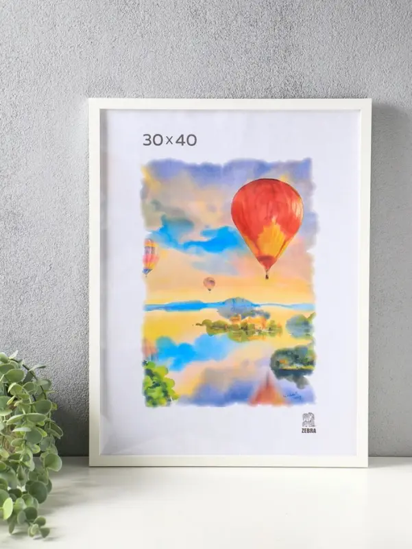 Фоторамка для фото 30х40 см, FIX, мдф, (пластик экран) белый