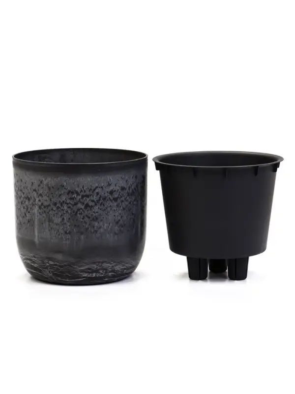 Кашпо со вставкой 1 л d15 см h14см МИКРИТ серый слайн