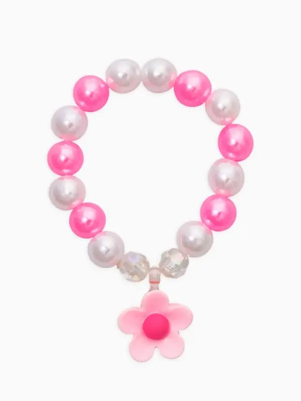 Набор детских украшений &laquo;Выбражулька. Цветок&raquo;, 4 предмета: клипсы, кольцо, бусы, браслет, розовый, белый