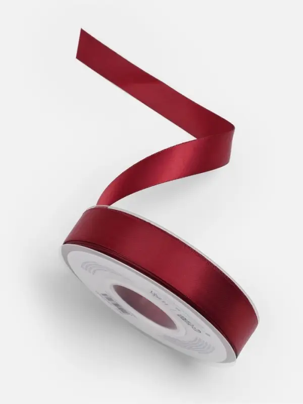 Лента атласная TEIRA, двухсторонняя, 20 мм, 25&plusmn;1 м, бордовая №0789