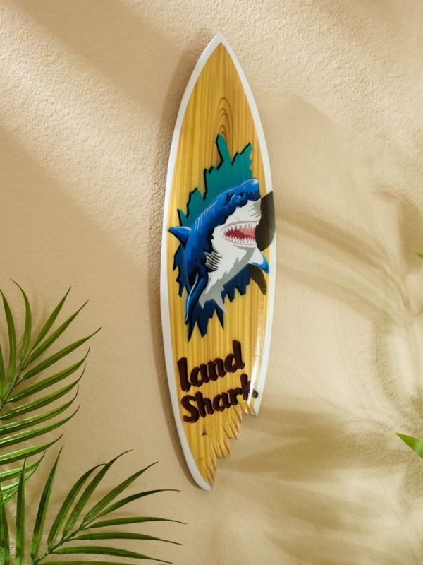 Панно "Доска для сёрфа "Land Shark" дерево 40х11 см