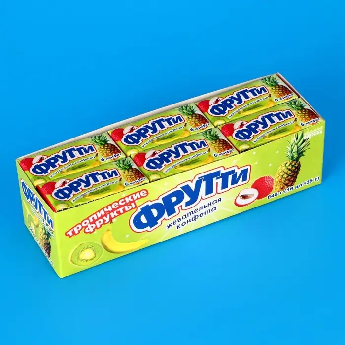 Жевательная конфета "Фрутти тропик",с ароматом тропических фруктов, 36 г
