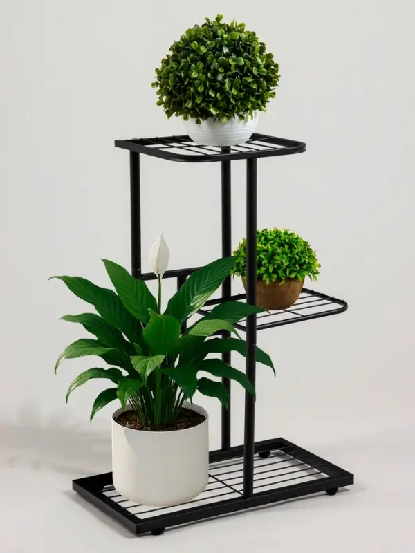 Подставка для цветов Greengo, 3 полки, 43&times;22&times;57 см, напольная, металл, чёрная