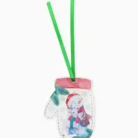Елочная игрушка, акрил, с голографией, 4.7&times;6 см &laquo;Варежка. Козочка&raquo;