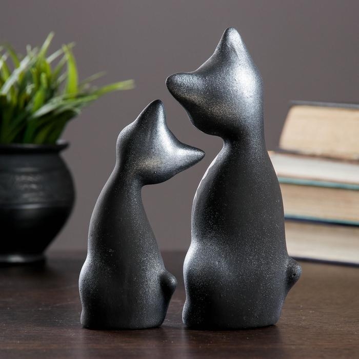 Фигура Фигура "Love Коты ушастые" 6х7х17см черные/серебро (набор 2шт)