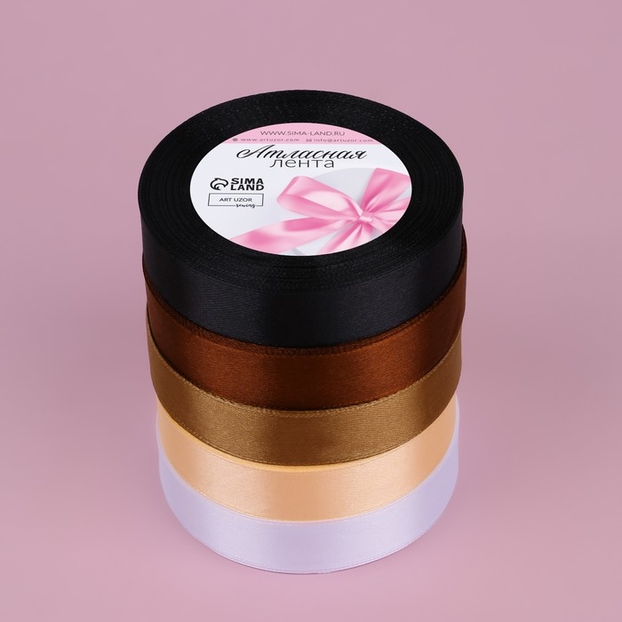 Набор атласных лент, 5 шт, размер 1 ленты: 20 мм × 23 ± 1 м, цвет коричневый спектр Набор атласных лент, 5 шт, размер 1 ленты: 20 мм × 23 ± 1 м, цвет коричневый спектр