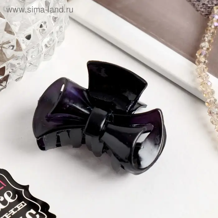 Крабик для волос «Глянец», закрученный бантик, 4 см, чёрный Крабик для волос «Глянец», закрученный бантик, 4 см, чёрный