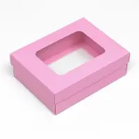 Коробка подарочная складная, упаковка, крышка-дно, с окном, розовая , 16,5 х 12,5 х 5,2 см Коробка подарочная складная, упаковка, крышка-дно, с окном, розовая , 16,5 х 12,5 х 5,2 см