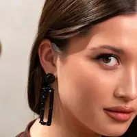 Серьги металл &laquo;Карибы&raquo;, длинный прямоугольник, чёрные