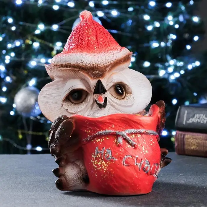 Фигура  Фигура "Сова с мешком "На счастья" с блестками 22см