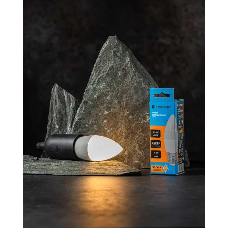 Лампа светодиодная Topfort E27 10W 3000K свеча