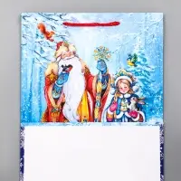 Пакет подарочный новогодний ламинированный, &laquo;Дед Мороз и снегурочка&raquo;, 26&times;12&times;32 см