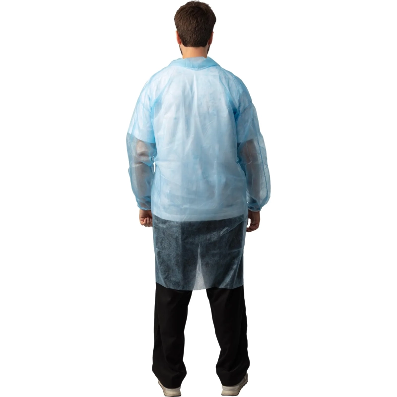 Халат н/с процед, рук.рез, на кнопк, XXL, дл.110см, пл 25, голуб, 10шт/уп