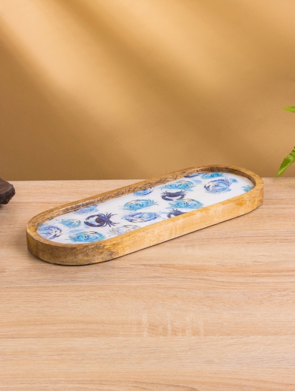 Набор розеток на подносе  Набор розеток на подносе "Крабы" (3 шт) дерево манго 33,5х13х6,5 см