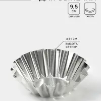 Форма для выпечки кекса, d=9.5 см, h=3.5 см, жесть, серебристая