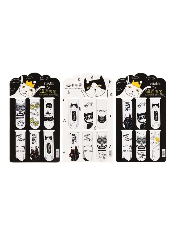 Набор магнитных закладок для книг Calligrata &laquo;Кошки&raquo;, 6 штук, МИКС