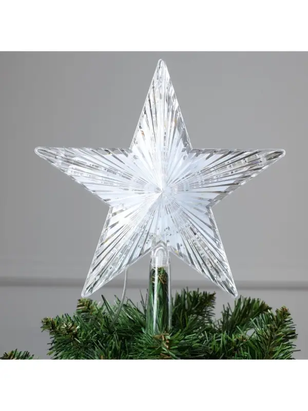 Светодиодная верхушка на ёлку &laquo;Звезда белая&raquo;, 22 см, 30 LED, 220 В, свечение мульти